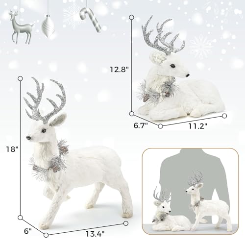 Holiday Reindeer Set of 2 - 18 Inch Sisal Christmas Decorations - Variation of Deer-Set of 2