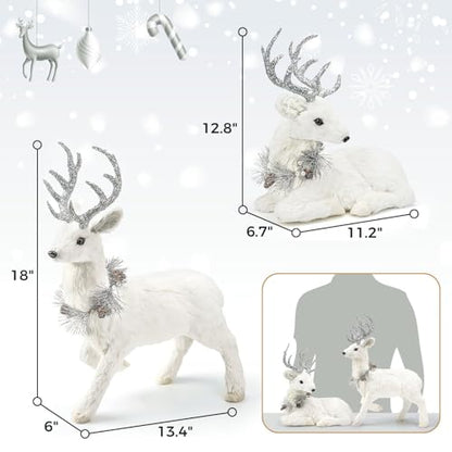 Holiday Reindeer Set of 2 - 18 Inch Sisal Christmas Decorations - Variation of Deer-Set of 2