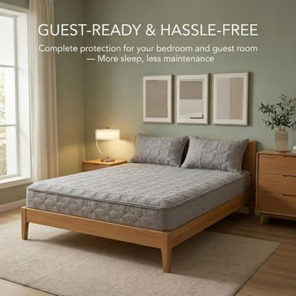 Queen Mattress Encasement Fully Zippered Dustproof Cover Gray 59x79x8