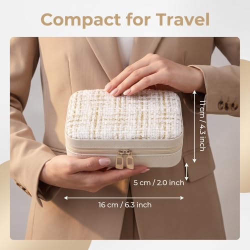 White Travel Jewelry Case, Portable Earring and Necklace Organizer