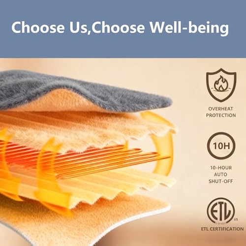 Gray Heated Blanket Electric Throw with 5 Heat Settings, 10H Auto-Off, 50x60 Fleece