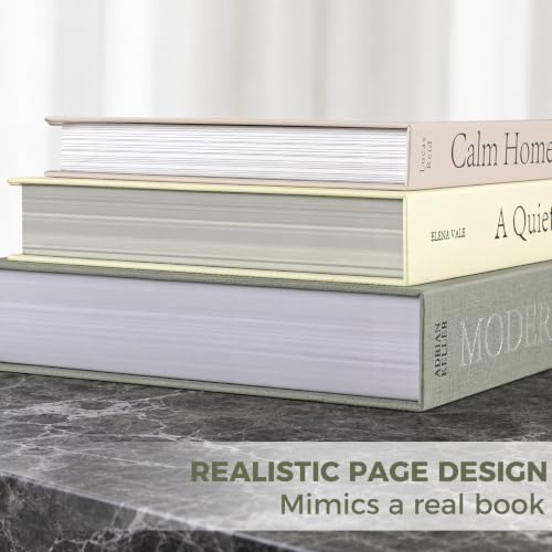 Faux Book Storage Boxes Set of 3 - Sage Green Decorative Home Decor