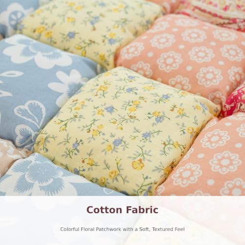Pink Patchwork Cotton Couch Cover - Thick Non-Slip Sofa Seat Pad 27.6 x 70.9 in