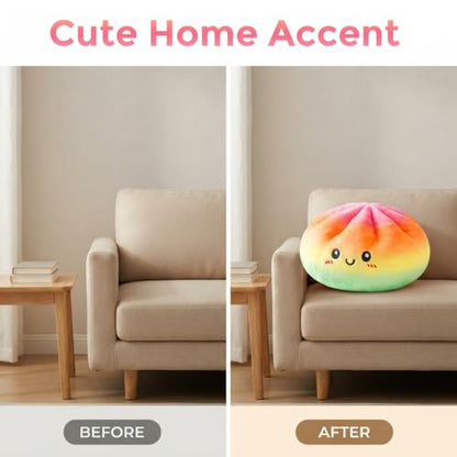 Rainbow Dumpling Pillow Plush Steamed Bun Cushion - Cute Food-Inspired Decor