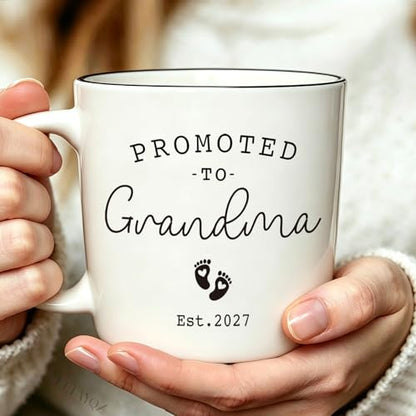 First Time Grandma Mug with Baby Footprint 2027 - Gift for New Grandmas
