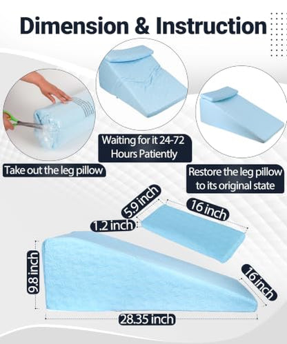 Knee Surgery Pillow Double Leg Elevation Wedge for Swelling & Circulation
