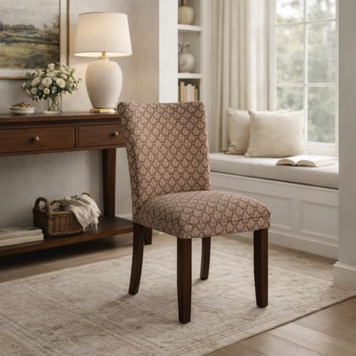 HomePop Parsons Dining Chair - Blue & Brown Damask, Single Pack - Classic Modern Accent