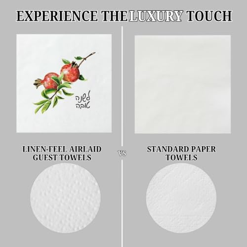 Pomegranate Watercolor Cocktail Napkins for Rosh Hashanah - 20 Pack - Linen Feel Disposable Hand Towels