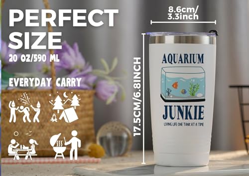 Insulated Fish Tank Gift Tumbler 20oz with Lid & Straw – Aquarium Lover Gift