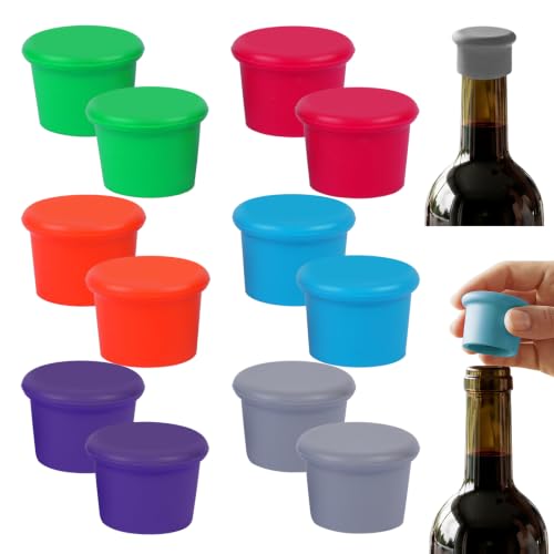 12 Pack Silicone Wine Bottle Stoppers for Freshness & Party Use