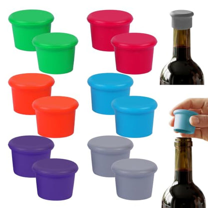12 Pack Silicone Wine Bottle Stoppers for Freshness & Party Use