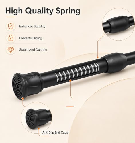 Mini Tension Rod 7-10 Inch for Window, Closet & Home Decor - Black & White