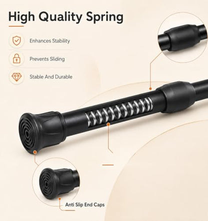Mini Tension Rod 7-10 Inch for Window, Closet & Home Decor - Black & White