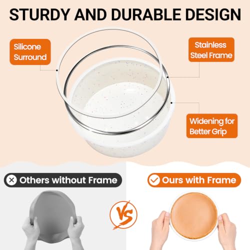 Mini Cake Pans 4 Inch Silicone with Metal Reinforced Frame 4 Pack Cream