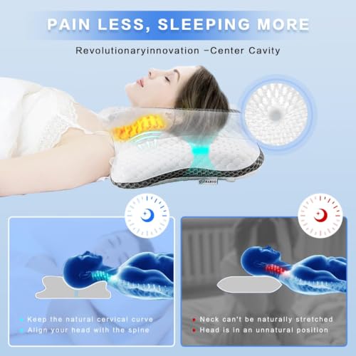 Queen Size Adjustable Cervical Pillow Dark Grey Memory Foam Neck Support