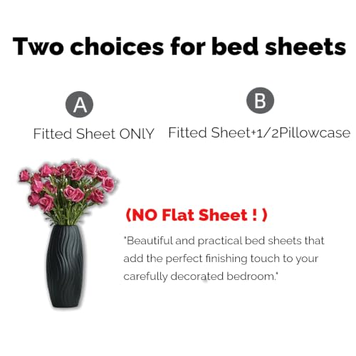 Queen Fitted Sheet - Brown Floral Bubble Wrinkle Soft Bedding with Secure Fit Elastic