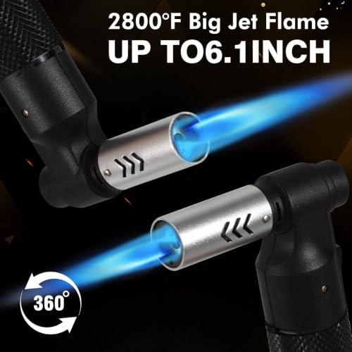 Refillable Butane Torch Lighter with Large Nozzle & Windproof Flame