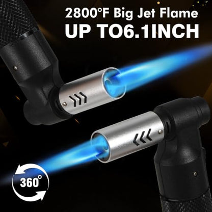 Refillable Butane Torch Lighter with Large Nozzle & Windproof Flame