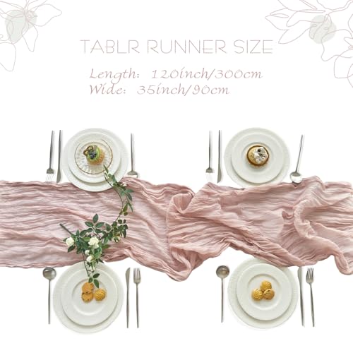 Dusty Pink Cheesecloth Table Runner 10ft Pack for Fall Birthday Party Home Decor
