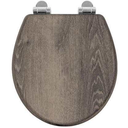Round Toilet Seat Molded Wood Quiet Close Bathroom Seat