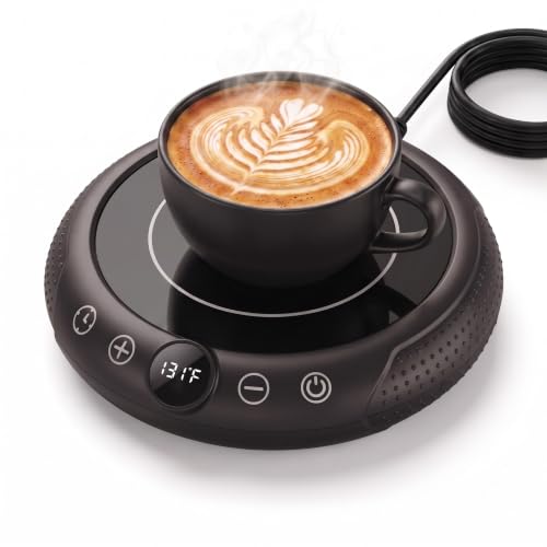 36W Coffee Mug Warmer with 9 Temperature Settings & Timer - Fast Heating, Auto Shut-Off, LED Display, Black