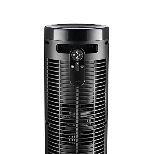Lasko Elevation Adjustable Tower Fan 42”-54”, Pedestal Fan, 31 ft/s Airflow, Quiet 28 dB, 90° Oscillation, 12h Timer, Remote, Black, EST100