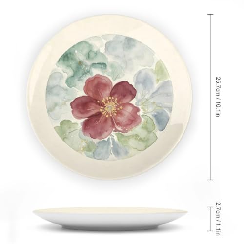 Bone China Decorative Plate 10 Inch Wall Art - Watercolor Flowers Style 10