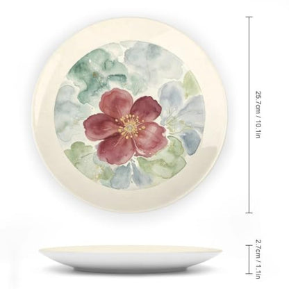 Bone China Decorative Plate 10 Inch Wall Art - Watercolor Flowers Style 10