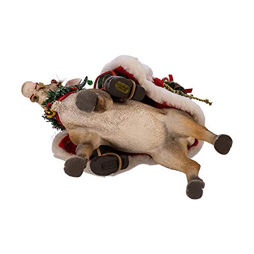 Festive Santa on Reindeer Holiday Decor - 11.5-Inch Fabriché Collection