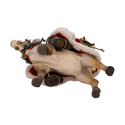 Festive Santa on Reindeer Holiday Decor - 11.5-Inch Fabriché Collection
