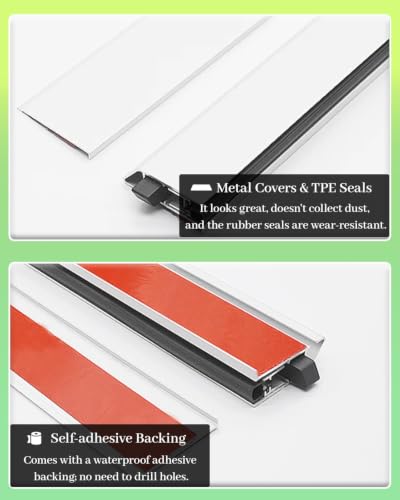 Self-Adhesive Surface Mount Door Sweep 28-86cm Noise & Draft Blocker - Black