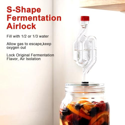 S-Shaped Fermentation Airlocks Twin Bubble Kit for Homebrew & Food