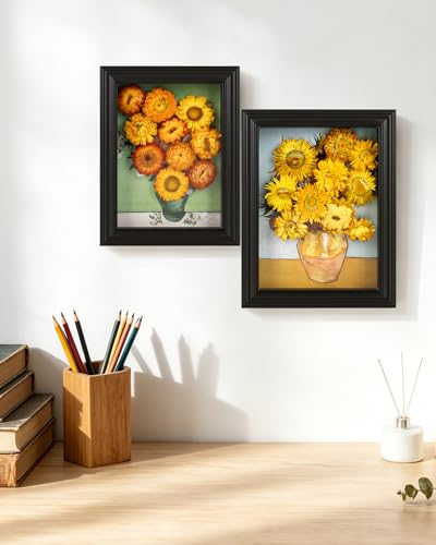 6x8 Black Shadow Box Frame with 0.7 Inch Inner Depth - Real Glass Front
