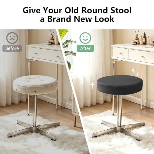 Fuloon Waterproof Round Bar Stool Cover 16-18 Inch Black 2 Pack
