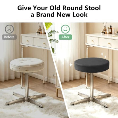 Fuloon Waterproof Round Bar Stool Cover 16-18 Inch Black 2 Pack