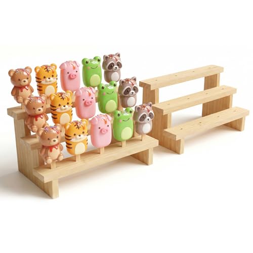 Wood Cakesicle Stand 2 Pack with Chalkboards - Rustic Dessert Display Rack