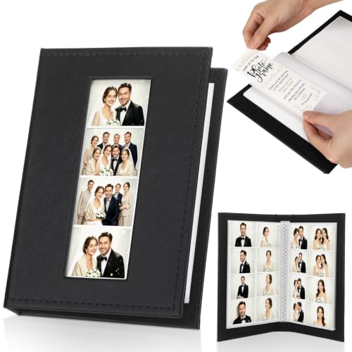 Leather Photo Booth Album for Wedding & Party Strips, Holds 80 Photos