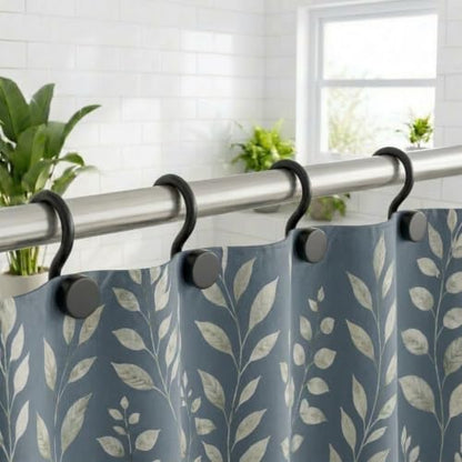 Bathway Plastic Shower Curtain Hooks - Black, Medium, 12 Pcs - Decorative Bathroom Hooks