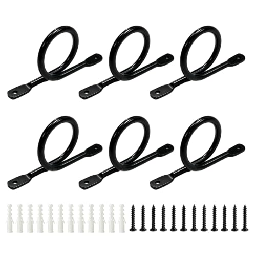 Heavy Duty Black Curtain Rod Brackets Set for 1.5 Inch Drapery Poles - Pack of 6