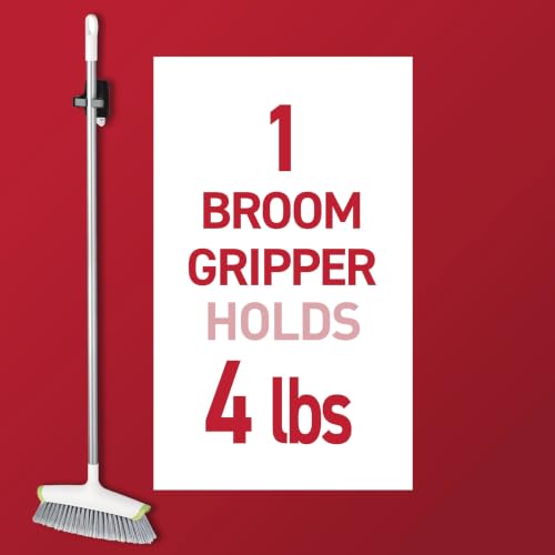 Large Black Broom Grippers with Strips - Damage-Free Wall Mount Storage