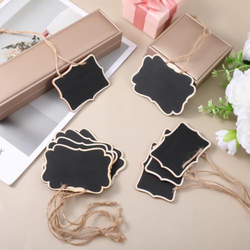 Mini Wooden Chalkboard Signs with String - 10 Pack for Party & Home Decor