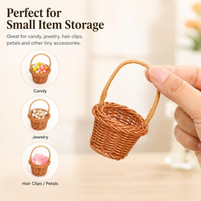Miniature Rattan Baskets Set of 8 Small Decorative Woven Baskets