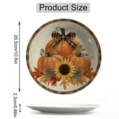 Pumpkins Harvest Decorative Wall Plate 10 Inch Fall Thanksgiving Home Decor - Variation PZ-16