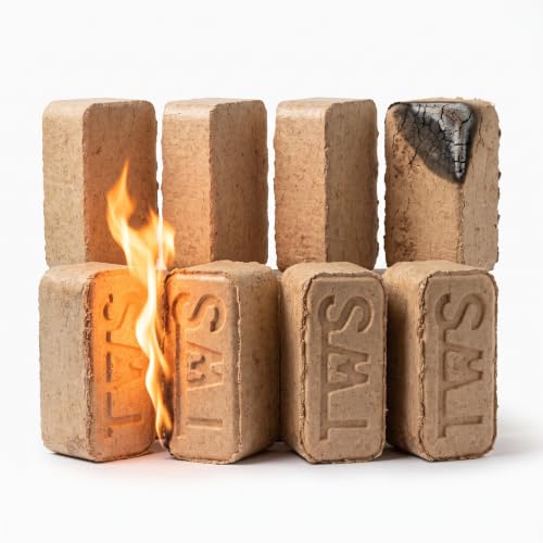 TWS Kiln Dried Pizza Wood Blocks 8-Pack - Natural Fire Logs for Fireplace & Fire Pit
