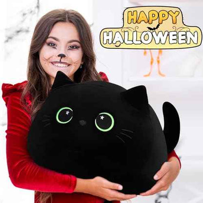 19'' Black Cat Plush Toy- Giant Black Cat Stuffed Animal, Large Plushie Toy Kawaii PlushiesGreen Star Eyes Cat Plush Pillow, Decor Plush Toys Plushie Christmas Birthday Gift for Kids