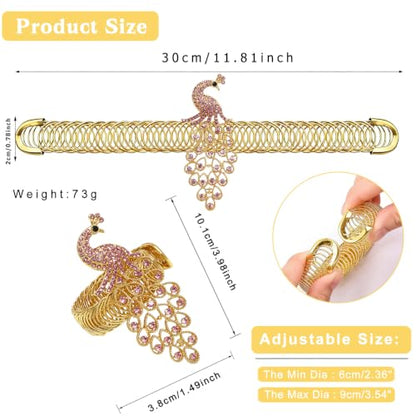 Pink Crystal Peacock Curtain Tiebacks - Set of 2 for Wedding & Home Decor