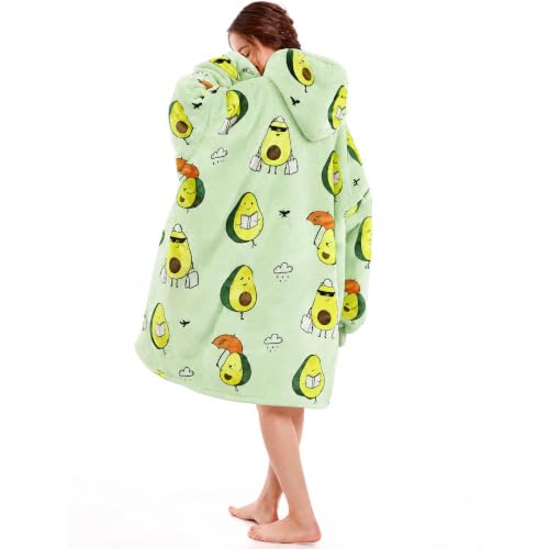 Narecte Avocado Oversized Hoodie Blanket for Adults - Wearable Cozy Throw