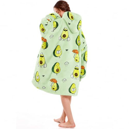 Narecte Avocado Oversized Hoodie Blanket for Adults - Wearable Cozy Throw