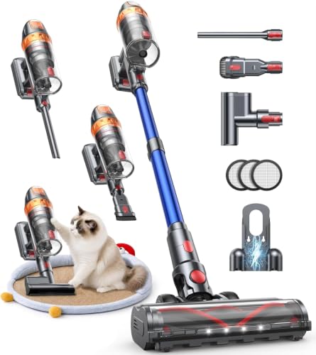 SMOTURE Cordless Vacuum Cleaner 650W 55KPA with Mattress Tool - Blue