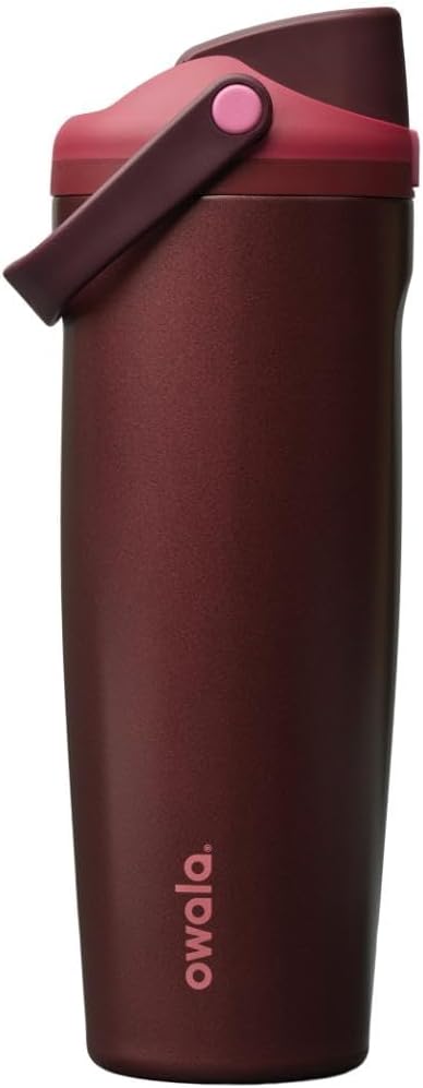 Owala FreeSip Sway Water Bottle - Insulated Stainless Steel, 30oz, Two-Way Spout, Black Cherry